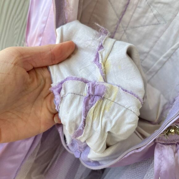 VTG 50s/60s Custom Sewn Lilac Satin Costume Dress w/ Shorts Rapunzel Style - Picture 9 of 11